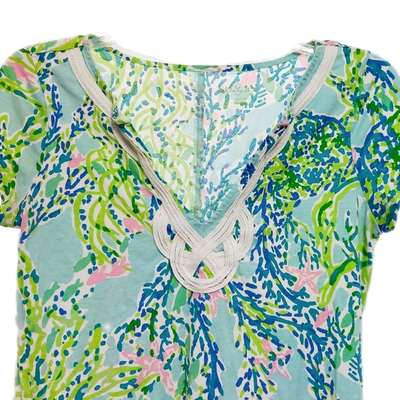 ,Lilly Pulitzer Womens Brewster T-Shirt Cap Sleeve Dress Blue Heaven XS - Picture 3 of 6